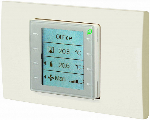 Модуль комнатный с KNX PL-Link, датчиком температуры, конфигурируемый с горизонтальной белой рамкой (3 горизонтальных модуля)