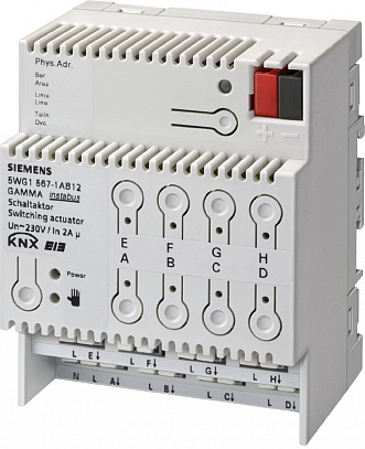 Выключатель НАГРУЗКИ N 567/12, 8Х230V AC 2A, ДЛЯ УСТАНОВКИ НА DIN-РЕЙКУ, 4 ТЕ