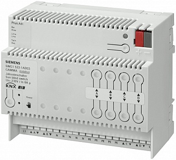 МОДУЛЬ УПРАВЛЕНИЯ ЖАЛЮЗИ N 521, 4Х230V AC 6A, С РАСПОЗНАВАНИЕМ КОНЕЧНЫХ ТОЧЕК ХОДА, ДЛЯ УСТАНОВКИ НА DIN-РЕЙКУ, 4 ТЕ
