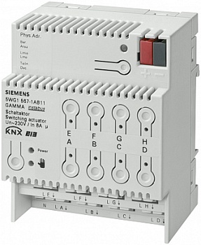 Выключатель НАГРУЗКИ N 567/11, 8Х230V AC 8A, ДЛЯ УСТАНОВКИ НА DIN-РЕЙКУ, 4 ТЕ